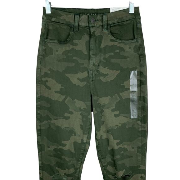 New American Eagle Jeans Curvy Super Hi Rise Jeggings Green Camo Women's 6 - Picture 2 of 11
